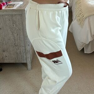 Bandier x New Balance Cream and Brown Track Pants